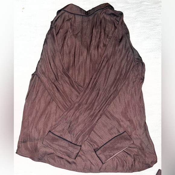 NWT GapBody Brown Satin Pajama Set Size Small ($120 Retail) - Picture 4 of 6